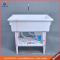 Light weighted laundry sink with washing board added and plastic stand